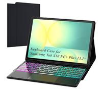 Keyboard Case for Samsung Galaxy Tab S10 FE+ Plus 13.1" 2025 : One-Click DEX Mode, Rainbow Backlit, Multi-Touch Trackpad, Flip Stand Case with S-Pen Holder, 2 Wireless Channels Key Board Cover