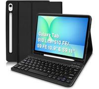 Keyboard Case for Samsung Galaxy Tab S10 FE / S10 Lite 10.9" 2025 / S9 FE, Multi-Angle Stand Soft Cover with Detachable Wireless Keyboard for Samsung Galaxy Tab S9 11" UK Layout, Black