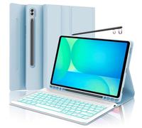 Keyboard Case for Samsung Galaxy Tab S10 FE/S10 Lite 10.9 Inch, S9 FE Smart Backlit Keyboard case with Pen Holder for Tab S9 S8 S7 11", Sky Blue