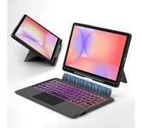 Keyboard Case for Samsung Galaxy Tab S10 Lite/S10 FE/S9 FE 10.9 inch/Tab S9 11 inch : Rainbow Backlit Keyboard with Smart Touchpad -Auto Sleep/Wake Magnetic Detachable Keyboard Cover with S-PEN Holder