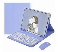 Keyboard Case For Samsung Galaxy Tab S10 Ultra 14.6 inch With Mouse，smart Soft Case With Bluetooth Keyboard，detachable Wireless Keyboard Tablet Cover With Pencil Holder(Purple)