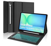 Keyboard Case for Samsung Galaxy Tab S10FE+ 13.1 inch, 7 Colors Backlit Keyboard with Smart Trackpad with S Pen Holder, Magnetic Detachable Wireless Keyboard for S10FE+ (Black)