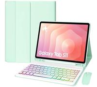 Keyboard Case for Samsung Galaxy Tab S11 5G 11 Inch 2025 Model (SM-X730/X736B),7-Color Backlit Magnetic Detachable Wireless Bluetooth Keyboard,Ultra-Thin Cover with Mouse (Mint Green),Mint Green