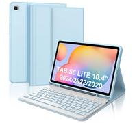 Keyboard Case for Samsung Galaxy Tab S6 Lite 10.4 Inch 2024/2022/2020, 7 Colours Lighting, Keyboard Magnetic Removable German Bluetooth for Samsung Galaxy Tab S6 Lite 10.4 Inches, Sky Blue