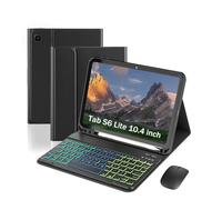 Keyboard Case for Samsung Galaxy Tab S6 Lite 10.4-inch Ultra-Thin Protective Keyboard Case-3-Color Backlight, Detachable Keyboard with S Pen Holder and Mouse, Ideal for Travel and Mobile Office