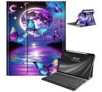 Keyboard Case for Samsung Galaxy Tab S9 FE 10.9'' / Tab S9 11'' 2023 with S Pen Holder, Detachable Wireless Bluetooth Keyboard, with Auto Sleep/Wake Galaxy Tab S9 FE 5G Case, Purple Butterfly