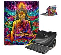 Keyboard Case for Samsung Galaxy Tab S9 FE 10.9'' / Tab S9 11'' 2023 with S Pen Holder, Detachable Wireless Bluetooth Keyboard, with Auto Sleep/Wake Galaxy Tab S9 FE 5G Case, Buddha Lotus