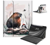 Keyboard Case for Samsung Galaxy Tab S9 FE 10.9'' / Tab S9 11'' 2023 with S Pen Holder, Detachable Wireless Bluetooth Keyboard, with Auto Sleep/Wake Galaxy Tab S9 FE 5G Case, Cute Capybara