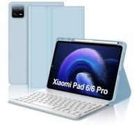Keyboard Case for Xiaomi Pad 6/Mi Pad 6 Pro 11", Magnetically Detachable Wireless Bluetooth Keyboard with Protective Cover and Pencil Holder for Xiaomi Pad 6/6 Pro 11 inch 2023 Tablet, Sky Blue