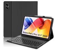 Keyboard Case for Xiaomi Redmi Pad 2 Pro 12.1" 2025/ Mi Pad Pro 2024/ Xiaomi Poco Pad 12.1 inch Case with Detachable Bluetooth Keyboard, Smart Folio PU Leather Case with Pencil Holder,Auto Sleep/Wake