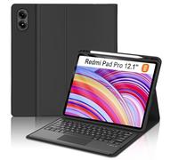 Keyboard Case for Xiaomi Redmi Pad Pro / Xiaomi Poco Pad 12.1 inch 2024, Detachable Folio Keyboard Multi-Touch Trackpad, PU Folio Stand Cover Case with Pen Holder, Auto Sleep/Wake Up, Long Battery
