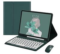 Keyboard Case with Mouse for iPad 6 iPad 5 Air 2 Pro 9.7 Color Keyboard Circular Key Caps Cute Candy Colors Detachable Keyboard iPad 6th 5th Generation Cover (iPad5/iPad6/Air2/Pro9.7, DarkGreen)