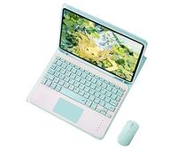 Keyboard Case with Mouse for Samsung Galaxy Tab A7 10.4 2020 | 7-Color Backlit Detachable Trackpad Board, Touchpad , Mouse, Folio Shell with Pen Slot, Green