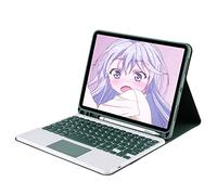 Keyboard Case with Mouse for Samsung Galaxy Tab A7 10.4 2020 | 7-Color Backlit Detachable Trackpad Board, Touchpad , Mouse, Folio Shell with Pen Slot, Dark Green