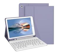 Keyboard Case with Pencil Holder for iPad Mini 5th & 4th Generation 7.9" | Detachable Wireless Keyboard, Support 3 System, Folio Stand, Soft TPU Back Shell for iPad Mini 4/5, Lavender Gray
