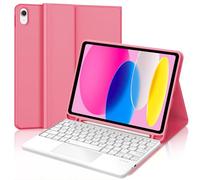 Keyboard Case with Touchpad for iPad A16 11th Generation 2025/10th Generation 2022, Wireless Bluetooth Keyboard with Trackpad and Slim Cover for iPad 10th/11th Generation 10.9/11 inch, Rose Red