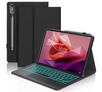 Keyboard Case with Touchpad for Lenovo Tab P12 12.7", Wireless Detachable Bluetooth Trackpad Keyboard with 7 colors Backlit and Stand Cover for Lenovo Tab P12 12.7 Inch 2023 Tablet, Black