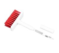 Keyboard Cleaning Brush, Headphone Clean Tool 5 in 1 Multifunction, Separate and 3 Row Design with Soft Brush for Daily Use (White Red)