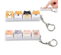 Keyboard Clicker Fidget, Clicker Fidget, 2 Pcs Adult Fidget Clicker Keychain with 4 Keycaps, Cute Cat Stress Relief Click Fidget, Desk Travel Home Essential