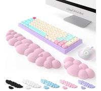 Keyboard Cloud Wrist Rest 2PCS, High Density Memory Foam Keyboard Palm Rest, Ergonomic Keyboard Pad Wrist Support for Pain Relief, Mouse Pad Rest Support for Office/Computer/Laptop/Gaming/Mac, Pink