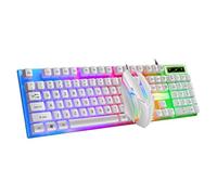 Keyboard Colorful Lighting Wired Mechanical Keyboard Mouse Set 1000 Dpi 104 Keys Rainbow Led Backlight Gaming Keyboards Mechanical Keyboard (Color : Black Size : Without Mouse) (White With mouse)