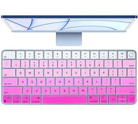 Keyboard Cover for 2021 Newest Apple iMac 24 Inch Magic Keyboard with Touch ID A2449 Keyboard Cover Protector, 2021 Apple iMac 24" M1 Chip Magic Keyobard A2450 Keyboard Skin Accessories, Ombre Pink