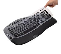 Keyboard Cover for Logitech K350 MK550 MK570 Wireless Wave Keyboard,Utra-Thin Silicone Keyboard Protector Skin for Logitech K350 MK550 MK570 Ergonomic Keyboard Protective Accessories(Black)