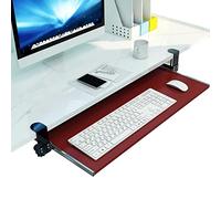 Keyboard Der with Wrist Support - No Drill Under Desk STO, Smooth Rails, Integrated Mouse Pad, Ideal for Home Office - Red 65