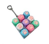 Keyboard Fidget, Clicker Fidget Toy, Nine-key Mechanical Keyboard Keychain Decompression Toy for Office School Travel (colorful white)