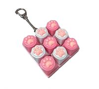 Keyboard Fidget, Clicker Fidget Toy, Nine-key Mechanical Keyboard Keychain Decompression Toy for Office School Travel (pink white)