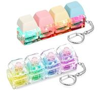 Keyboard Fidget, Fidget Toys Adults, 2 PCS 4-in-1 Fidget Keyring Mini Fidget Toys, Clicky, Creamy & Silent Fidget Keychain for to Pass the Time, Fidget Keychain for 14+ Years Teens and Adults for Gift