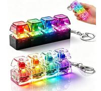 Keyboard Fidget Foy, 2PCS Keyboard Fidget Toy Light Up, Mini Fidget Toys for Adults with LED light, Fidget Toys, Keyboard Clicker Fidget Toy Keychain, For Adults Children Office School
