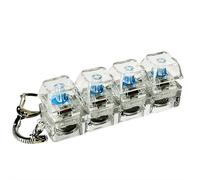 Keyboard Fidget - Keyboard Fidget Keychain 4-in-1 Decompression Button Set, Mini Finger Clicker Toys for Stress Relief, Focus & Quiet Office or Classroom Play (White)