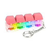 Keyboard Fidget Keychain with 4 Keys & LED Light, Clicker Decompression Toy, Portable Stress Relief Button for Adults to Relieve Stress & Kill Time