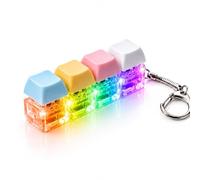 Keyboard Fidget Toy, 4-Key Clicker Keychain, Compact Set A, Multicolour | Transparent Illuminated Bases, Tactile Keycaps, Flexible Connector And Split Keyring, For Desk Breaks, Commuting And Waiting