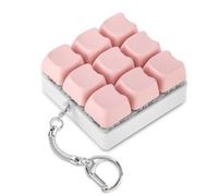 Keyboard Fidget Toy, 9 Keys Fidget Keyboard Keychain, Portable Keyboard Clicker for Adults Kids, Mini Keyboard Fidget for Stress Relief and Passing Time (Pink)