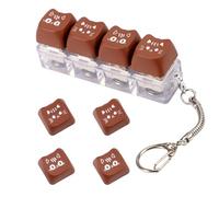 Keyboard Fidget Toy, Cute Keyboard Clicker Fidget with LED Light Keyboard Button Fidget Keychain Key Board Stress Lowering Clicker Keycap Fidget Adult Decompression Gift(Dark Brown)