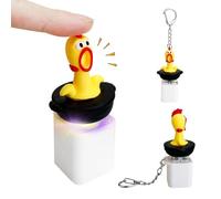 Keyboard Fidget Toy, Funny Keyboard Keychain with Sound and LED Light, Cute Fidget Clicker with Screaming Chicken, Stress Relief Toys for Adult To Release Emotions
