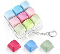 Keyboard Fidget Toy with 3 Extra Keycaps - 9 Key Fidget Keychain Stress Relief Fidget Clicker - Clicky Fidget Toys for Adults, Improve Focus & Relieve Anxiety at Work, Travel - Stress Relief Gifts