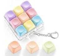 Keyboard Fidget Toy with 3 Extra Keycaps - 9 Key Fidget Keychain Stress Relief Fidget Clicker - Clicky Fidget Toys for Adults, Improve Focus & Relieve Anxiety at Work, Travel - Stress Relief Gifts