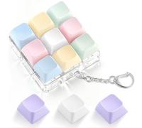 Keyboard Fidget Toy with 3 Extra Keycaps - 9 Key Fidget Keychain Stress Relief Fidget Clicker - Clicky Fidget Toys for Adults, Improve Focus & Relieve Anxiety at Work, Travel - Stress Relief Gifts