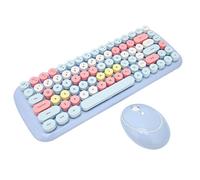 Keyboard Mouse Combo, 1600DPI Intelligent Power Saving Lightweight Quiet Wireless Keyboard Mouse Combo for Windows XP for Windows 7 (candy-elegant blue mixed color)