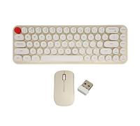 Keyboard Mouse Combo, 2.4G 68 Retro Silent Keys Keyboard Mouse Set Energy Saving Low Consumption Mini Portable Office Keyboard Mouse Combo(Beige)
