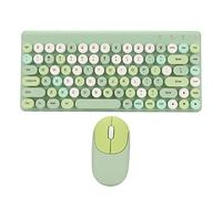 Keyboard Mouse Combo, 2.4GHz Wireless Technology Retro Circular Key Design Wireless Keyboard Mouse Combo Wide Compatibility 86 Keys for Desktop (Green)