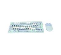 Keyboard Mouse Combo, 2.4GHz Wireless Technology Retro Circular Key Design Wireless Keyboard Mouse Combo Wide Compatibility 86 Keys for Desktop (Blue)