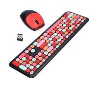 Keyboard Mouse Combo Clicky Keyboard Set Wireless Cover Retro Color Covering Wireless Keyboard and Mouse Purple (Black mixed color keyboard and mouse set)