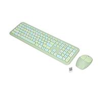 Keyboard Mouse Combo Clicky Keyboard Set Wireless Cover Retro Color Covering Wireless Keyboard and Mouse Purple (Green mixed color keyboard and mouse set)
