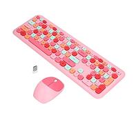 Keyboard Mouse Combo Clicky Keyboard Set Wireless Cover Retro Color Covering Wireless Keyboard and Mouse Purple (Pink mixed color keyboard and mouse set)