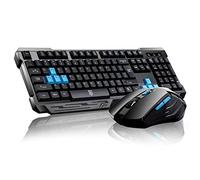 Keyboard Mouse Combos,Soke-Six Waterproof Multimedia 2.4GHz Wireless Gaming Keyboard with USB Cordless Ergonomic Mouse DPI Control For Desktop PC Laptop(Black)