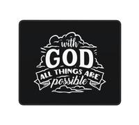 Keyboard Pad But With God All Things Are Possible Wear Resistant Gaming Mousepad Comfortable Desk Mat For Office Work Home 10X12In